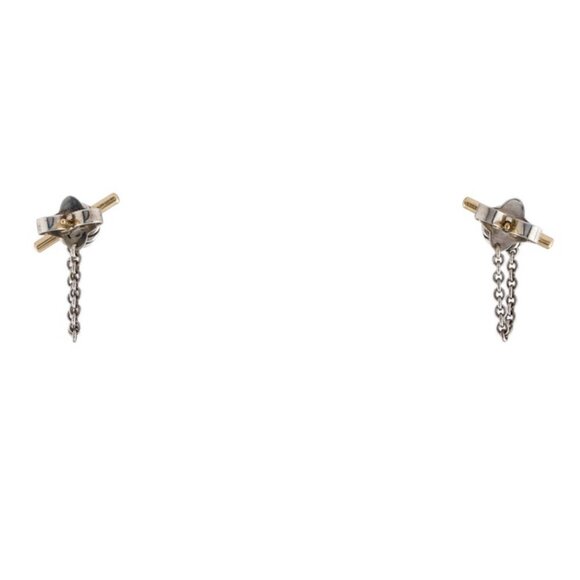 DAVID YURMAN 18K GOLD & STERLING SILVER MERCER PETITE TOGGLE CHAIN EARRINGS - Picture 7 of 8